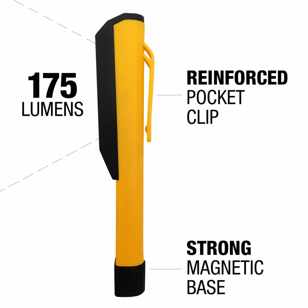 Linterna COB LED de 175 lúmenes con base magnética (negro/amarillo) – Cat CT1000