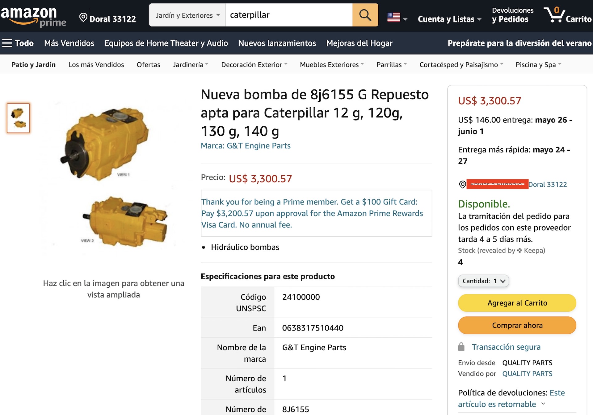 Importar por Amazon productos Repuestos para Maquinaría