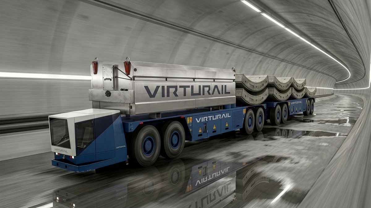 Vehículo logístico subterráneo eléctrico operando en túnel (imagen referencial generada mediante IA).