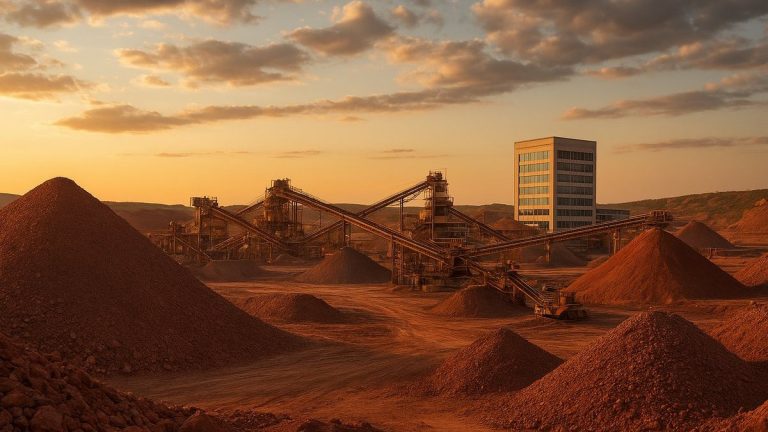 Complejo minero de cobre al atardecer (imagen referencial).