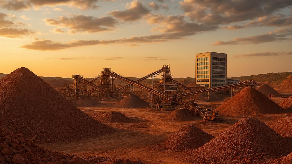 Complejo minero de cobre al atardecer (imagen referencial).
