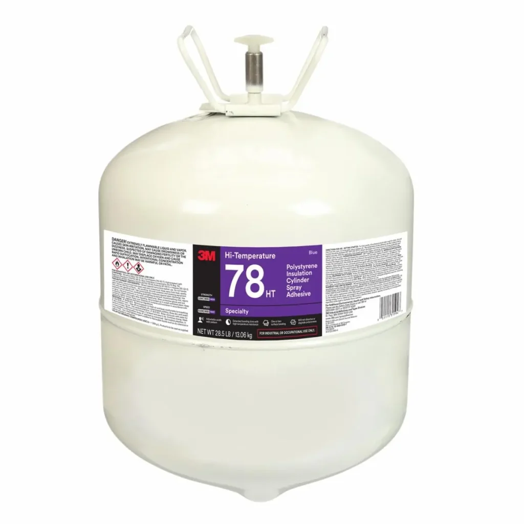 Adhesivo Aerosol de Poliestireno para Aislamiento de Alta Temperatura en Clilindro 3M™ 78 HT, Azul, Cilindro Grande (Net Wt 28.5 lb), 1/Caja