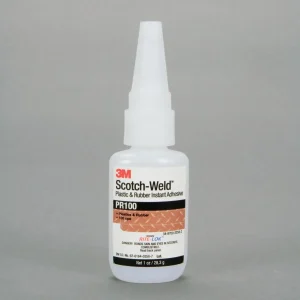 Adhesivo Instantáneo para Caucho y Plástico 3M Scotch-Weld PR100, Transparente, 20 g por Botella, 10/Caja