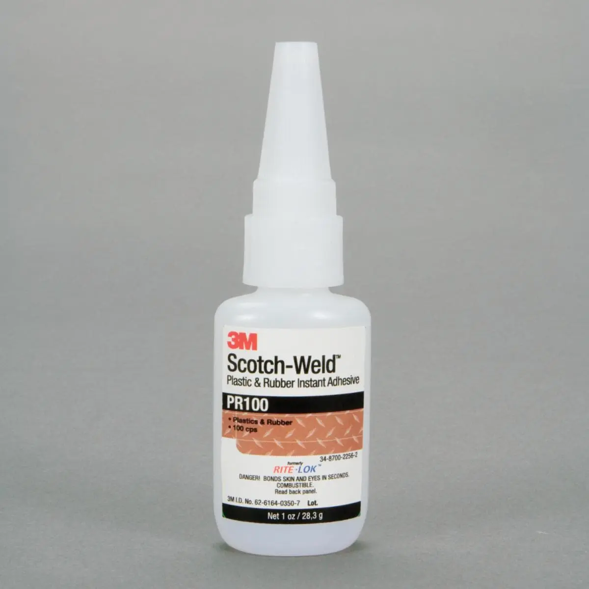 Adhesivo Instantáneo para Caucho y Plástico 3M Scotch-Weld PR100, Transparente, 20 g por Botella, 10/Caja