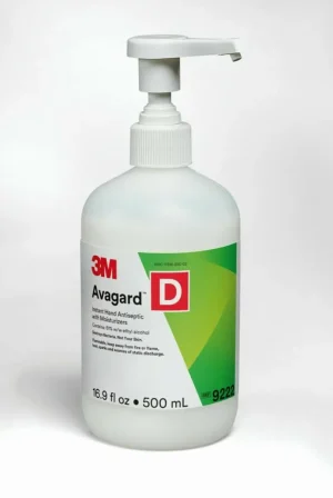 Antiséptico Instantáneo de Manos 3M Avagard D con Humectantes, 9222, (61% p/p de alcohol etílico), 500 mL, 12/Caja