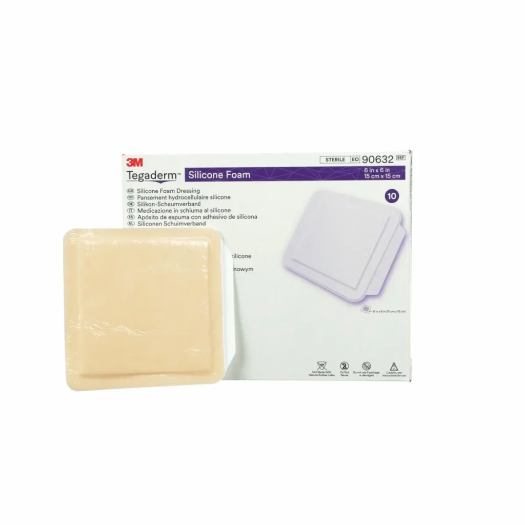 Apósito de Espuma de Silicona 3M™ Tegaderm™, 90632, Sin Borde, 15 cm x 15 cm, 10 Unidades/Paquetes, 4 Paquetes/Caja