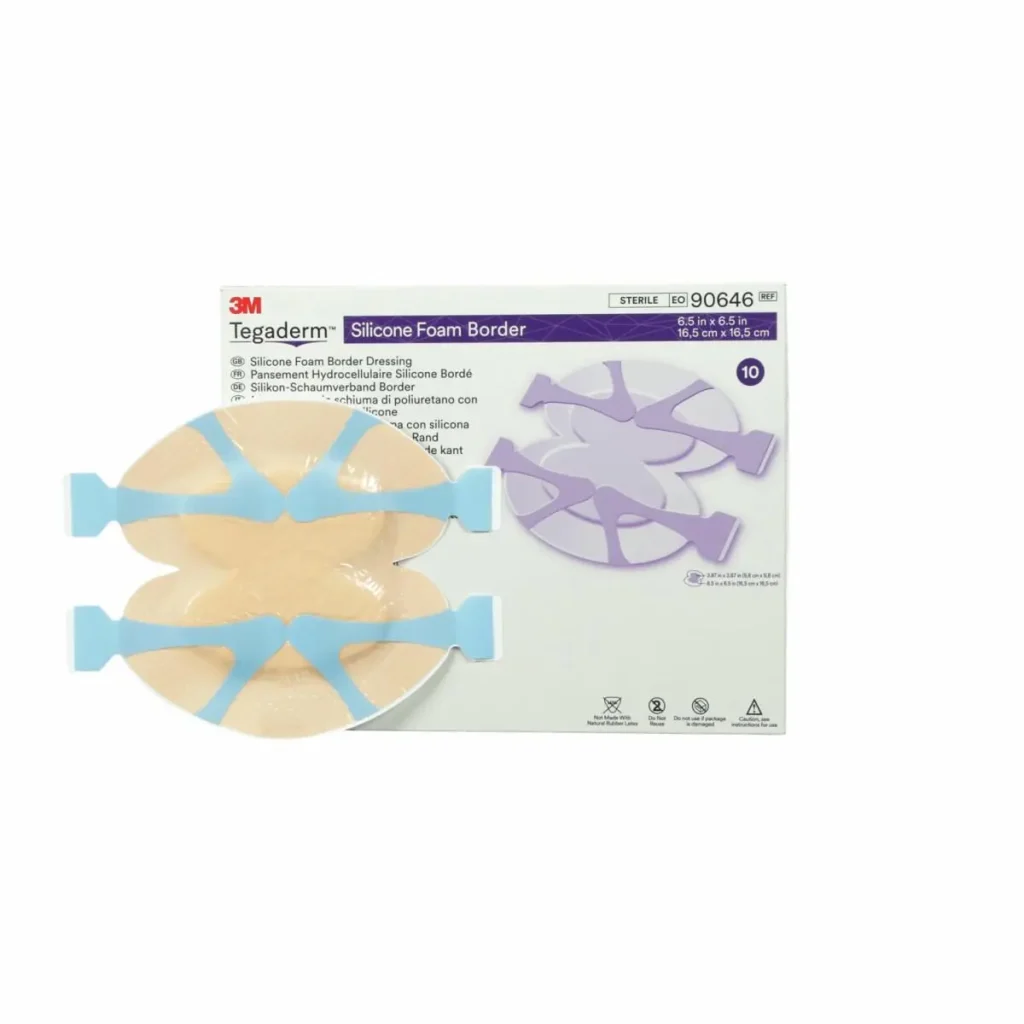 Apósito de Espuma de Silicona 3M™ Tegaderm™ 90646, Talón y Contornos, 16.51 cm x 16.51 cm, 5 Unidades/Paquetes, 4 Paquetes/Caja