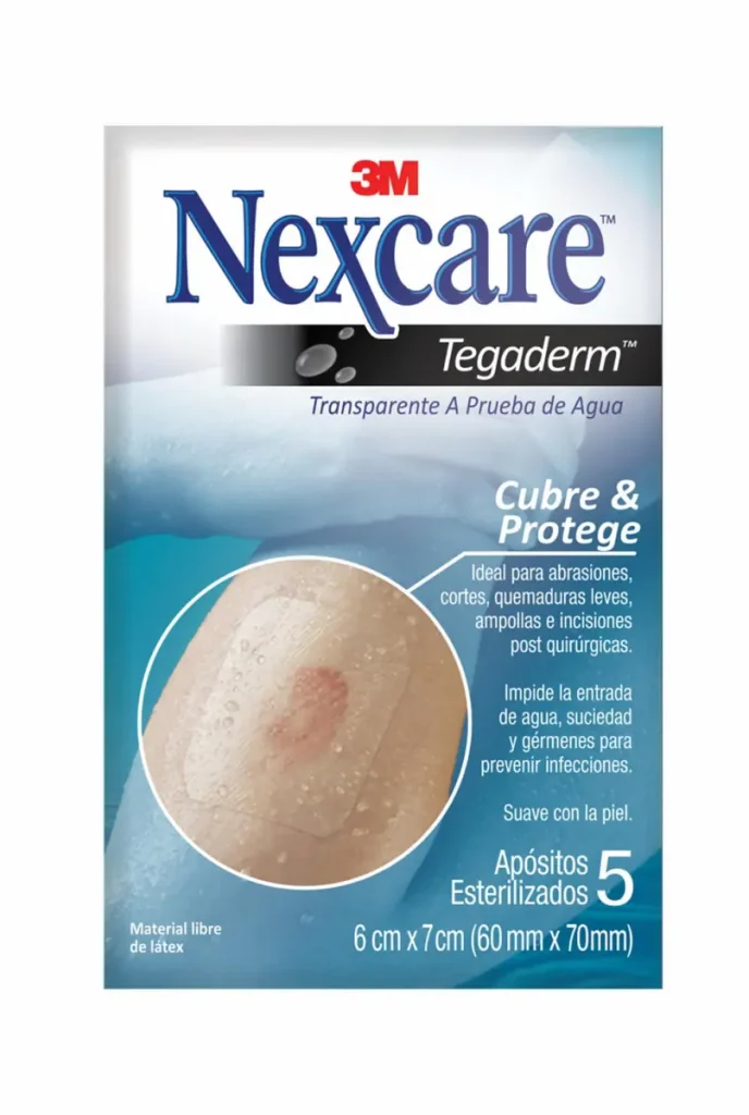 Apósito Impermeable Nexcare™ Tegaderm™, Transparente, Con Almohadilla, 60 mm x 70 mm, 5/Caja