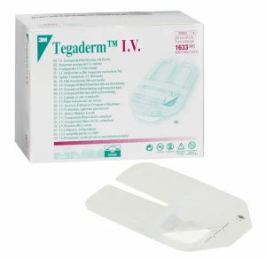 Apósito Transparente con Borde IV 3M Tegaderm 1633, 7 cm x 8.5 cm, 4/Caja