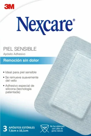 Apósitos Remoción Sin Dolor Nexcare, Gris, 7.6 cm x 10.1 cm, 3/Paquete