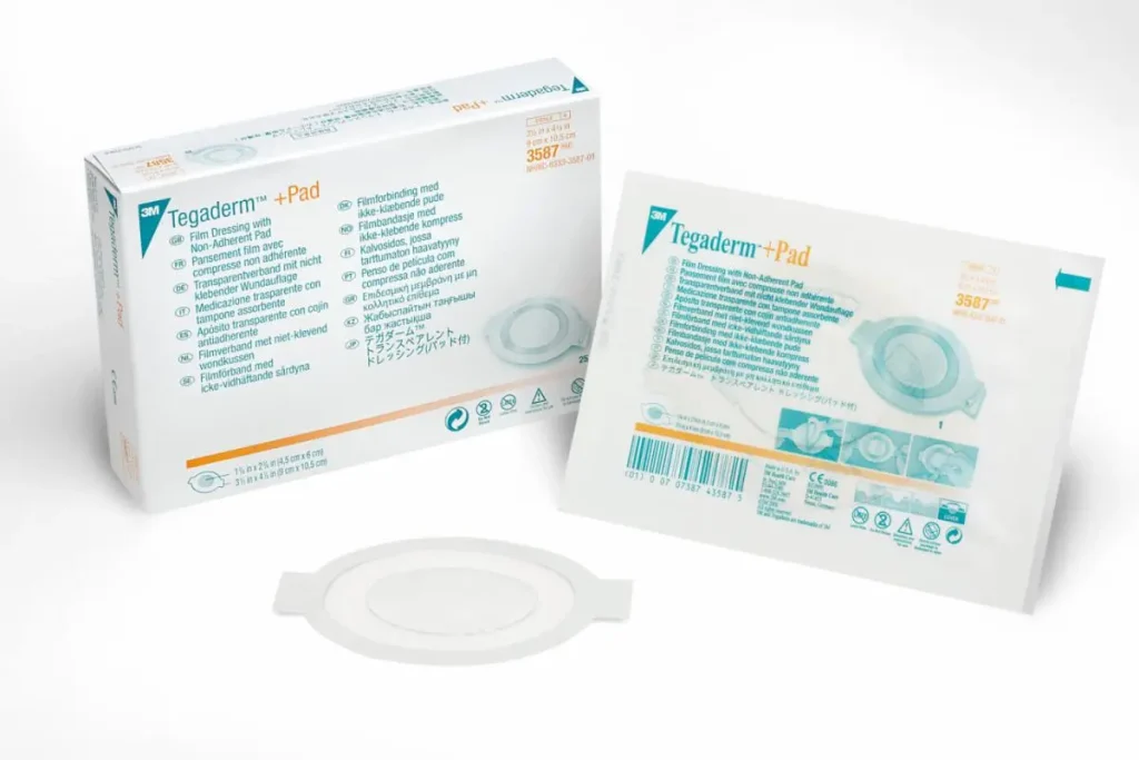 Apósitos Transparentes Adhesivos con Almohadilla Absorbente no Adherente 3M™ Tegaderm™ 3587, 9 cm x 10.5 cm, 25/Caja