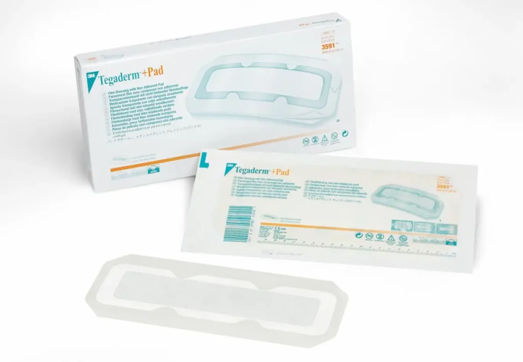 Apósitos Transparentes Adhesivos con Almohadilla Absorbente no Adherente 3M™ Tegaderm™ 3591, 9 cm x 25 cm, 4/Caja