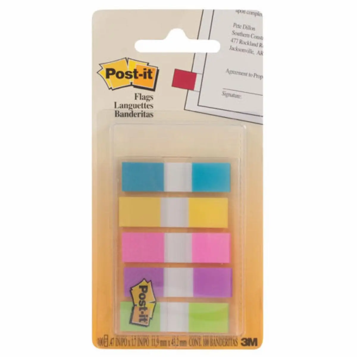 Banderitas Adhesivas Post-it, Colores Flúo Surtidos, 5 Blocs/ Paquete, 1.1 cm x 4.3 cm