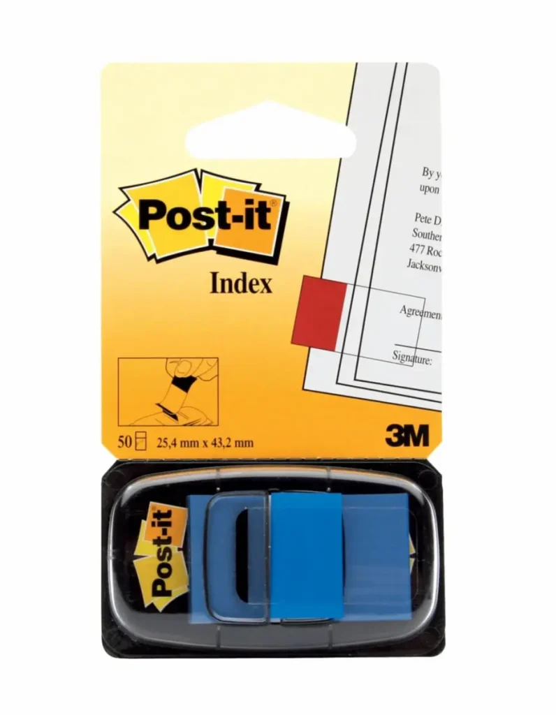 Banderitas Adhesivas Post-it®, Señaladores de Página, Azul , 4,3 cm x 2,4 cm, 50 Unidades