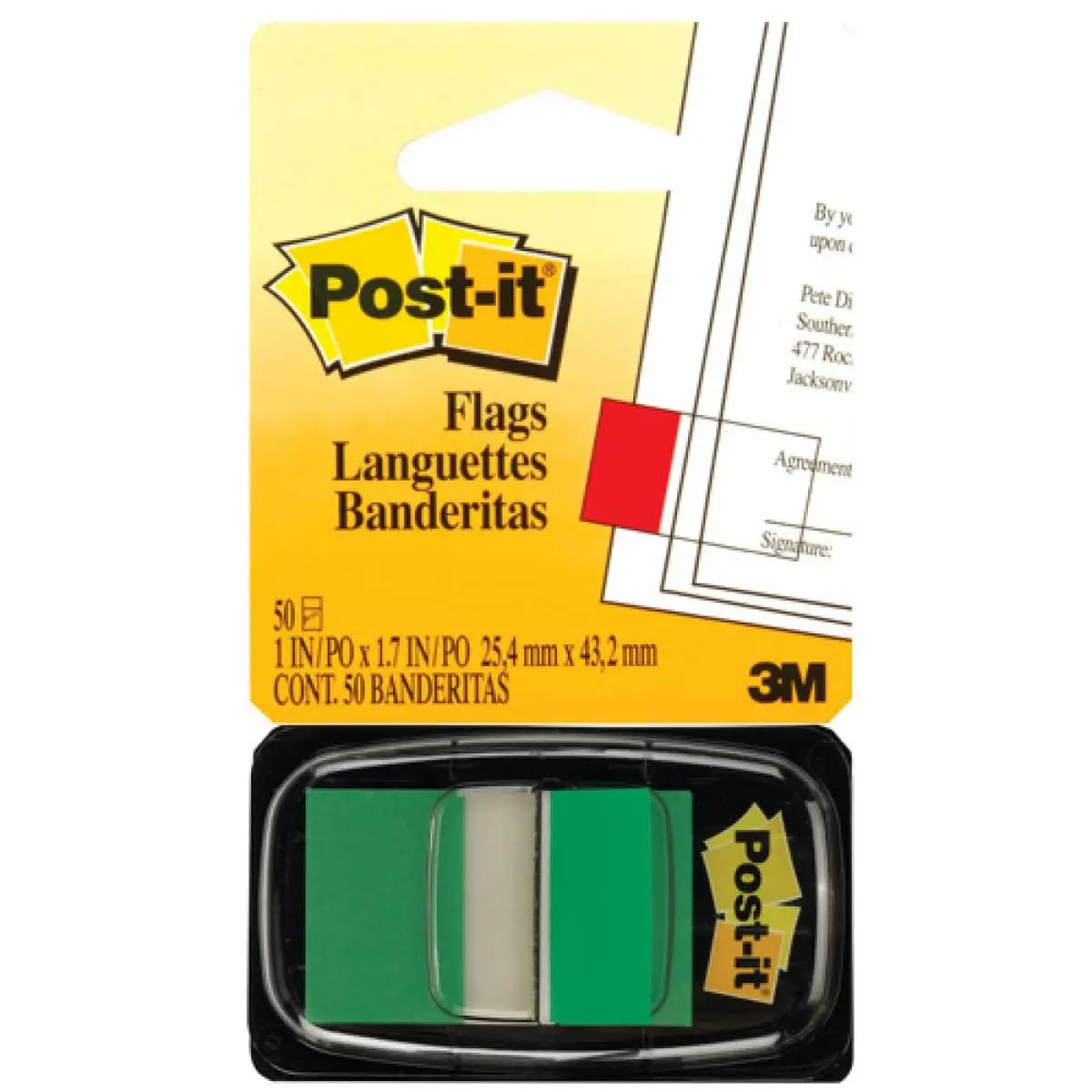 Banderitas Adhesivas Post-it, Señaladores de Página, Verde, 4,3 cm x 2,5 cm, 50 Unidades