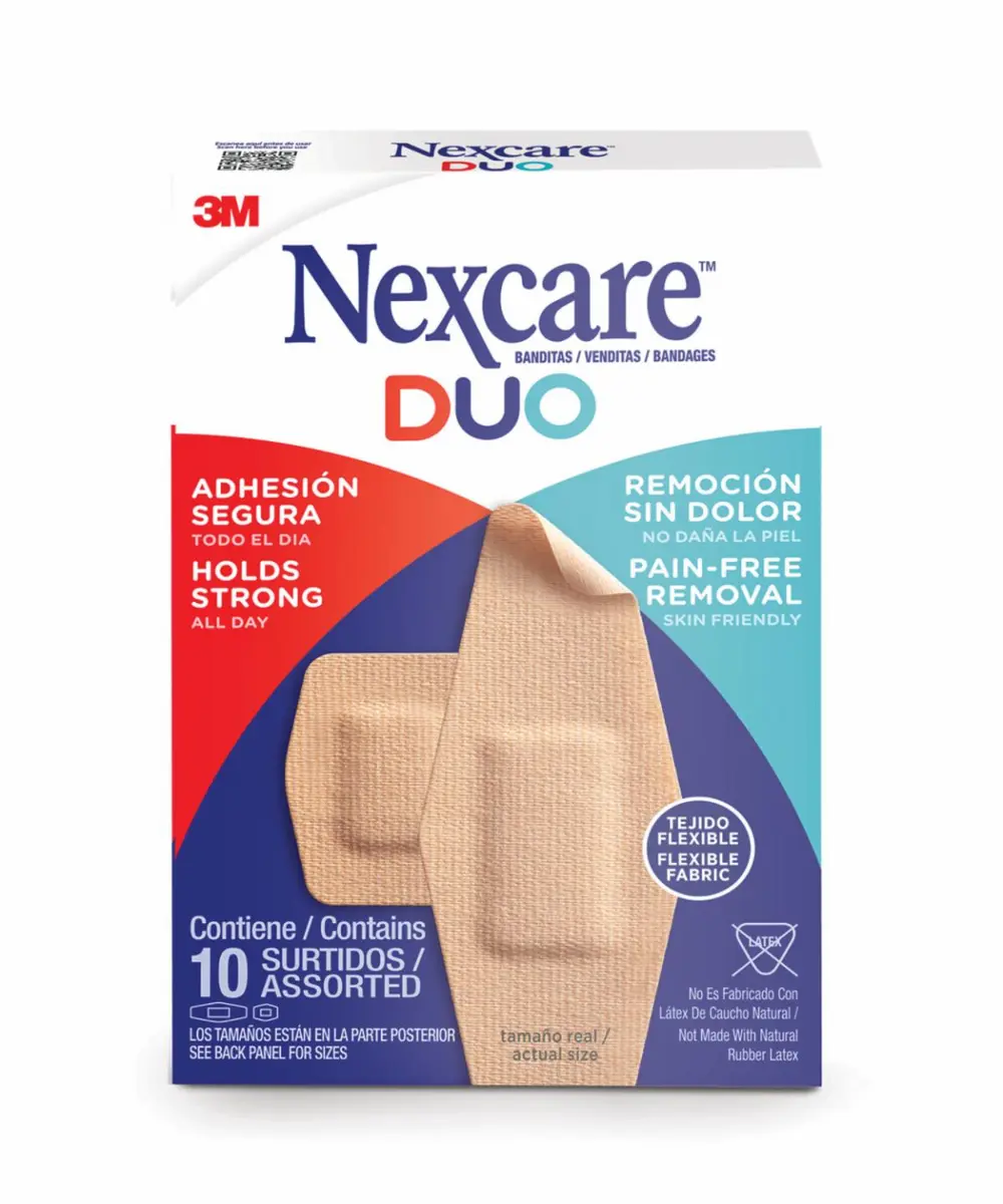 Banditas Nexcare Duo, 10 Unidades, Tamaños Surtidos