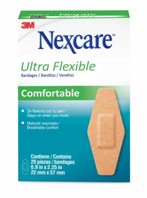 Banditas Nexcare, Ultra Flexibles, Tamaño Único, 22 mm x 57 mm, 10 Unidades