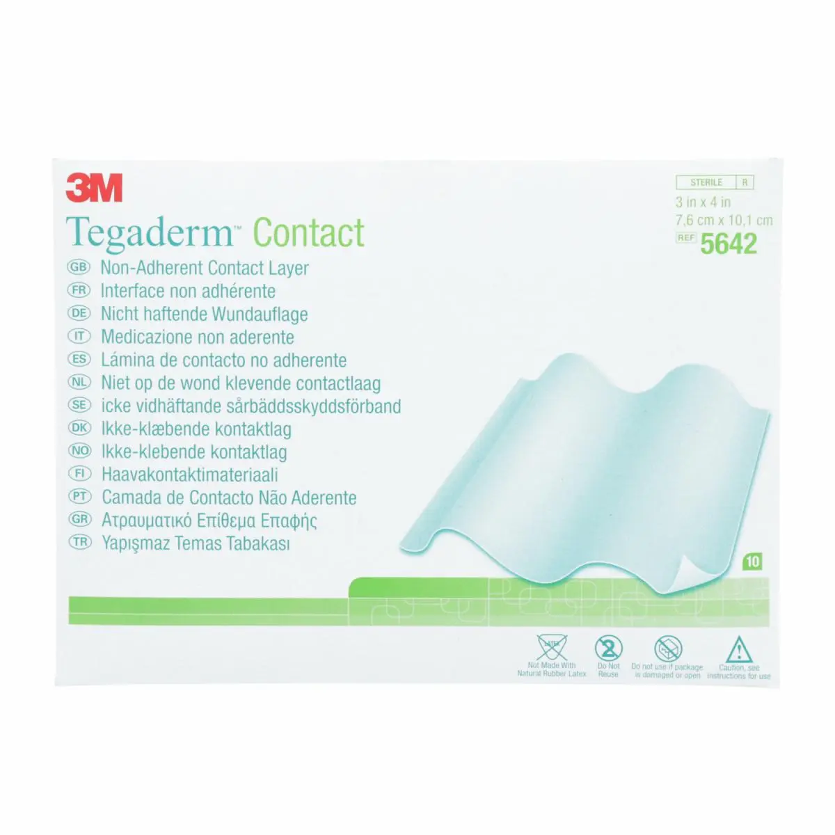 Capa de Contacto no Adherente 3M Tegaderm 5642, 7.6 cm x 10 cm, 4/Caja