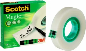 Cinta Adhesiva Mágica Scotch, Caja, 12 mm x 33 m