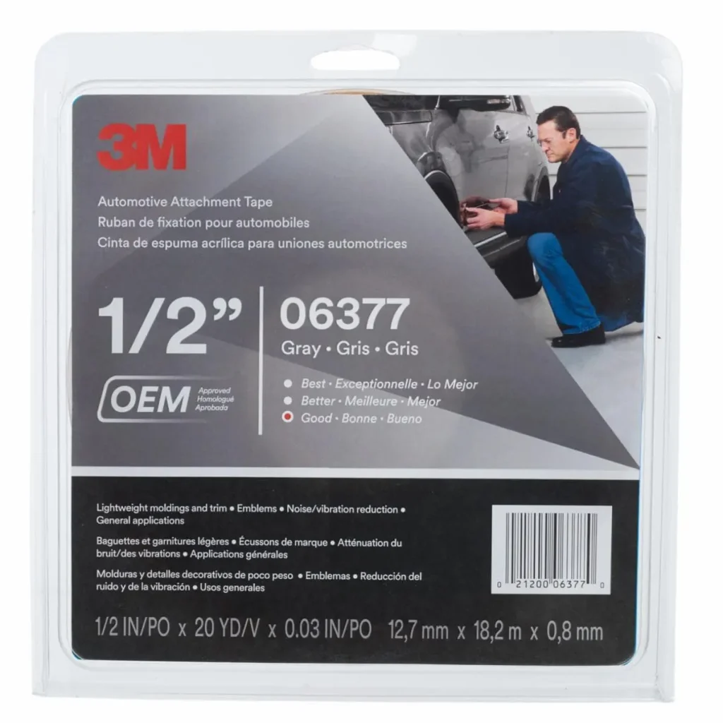 Cinta Automotriz Doble Contacto 3M™ 06377, Gris, 0.76 mm, 13 mm x 18.3 m, 12 Rollos/Caja