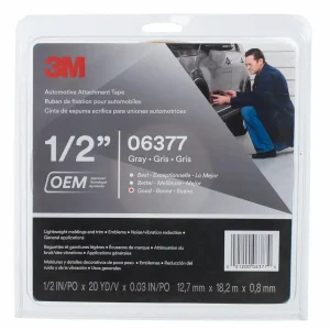 Cinta Automotriz Doble Contacto 3M 06377, Gris, 0.76 mm, 13 mm x 18.3 m, 12 Rollos/Caja