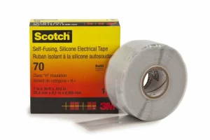 Cinta Eléctrica de Caucho de Silicona Autofundente 3M Scotch 70, 25 mm x 9,1 m, Gris
