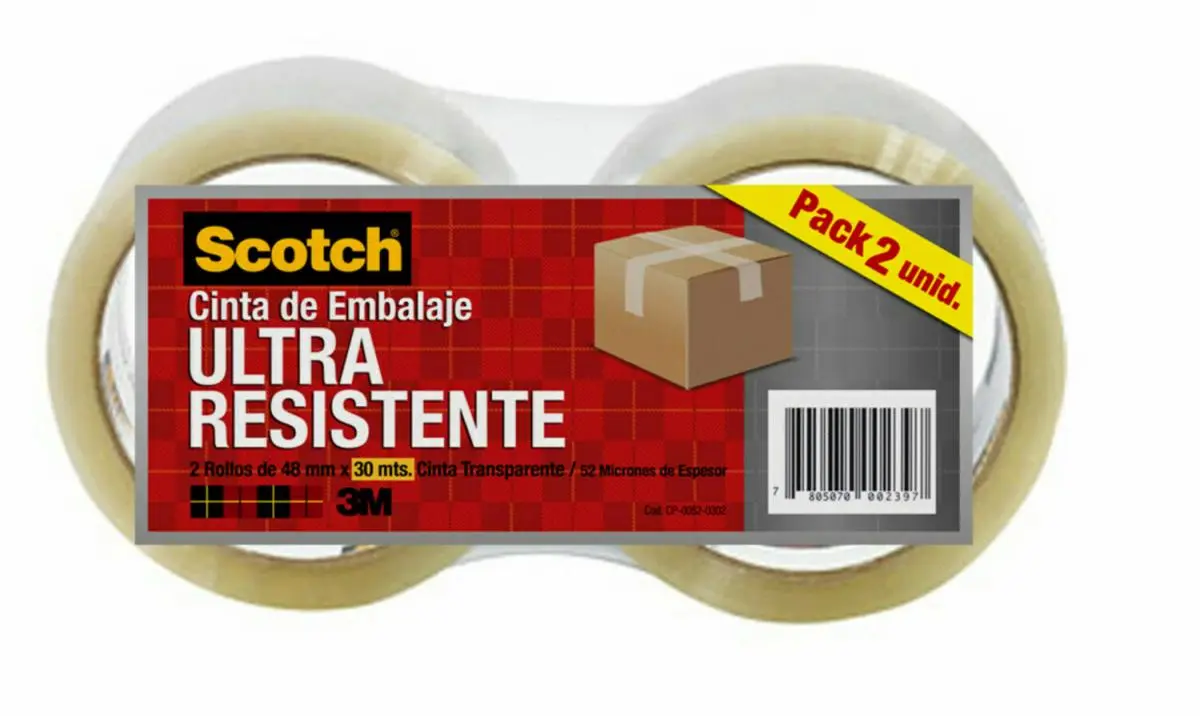 Cinta de Embalaje Scotch Ultra Resistente, 48 mm x 30 m, 2/Paquete