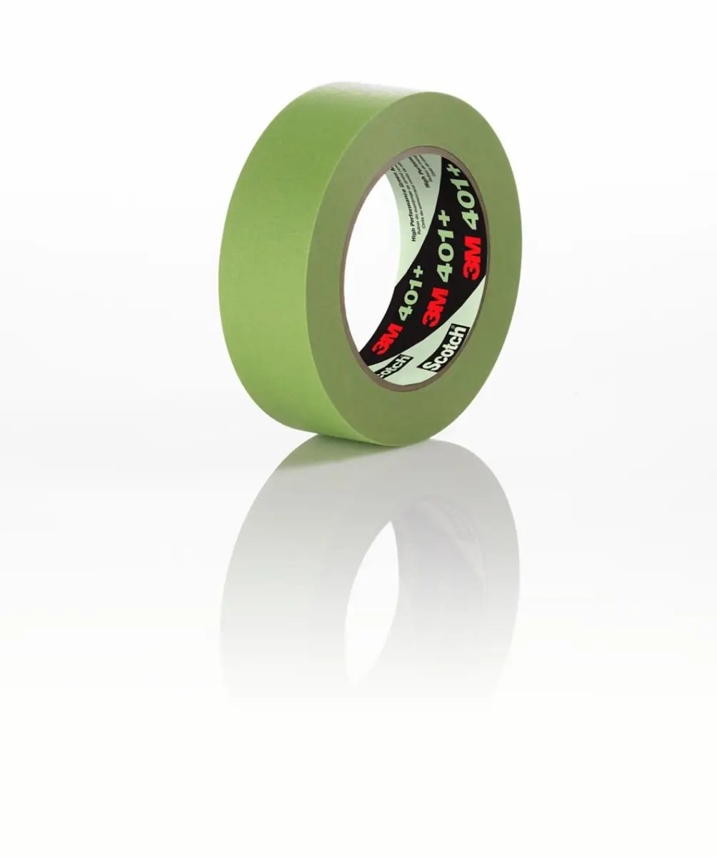 Cinta de enmascaramiento verde de alto rendimiento 3M 401+, 24 mm x 55 m, 0,17 mm (6,7 mil), 24 rollos/empaque