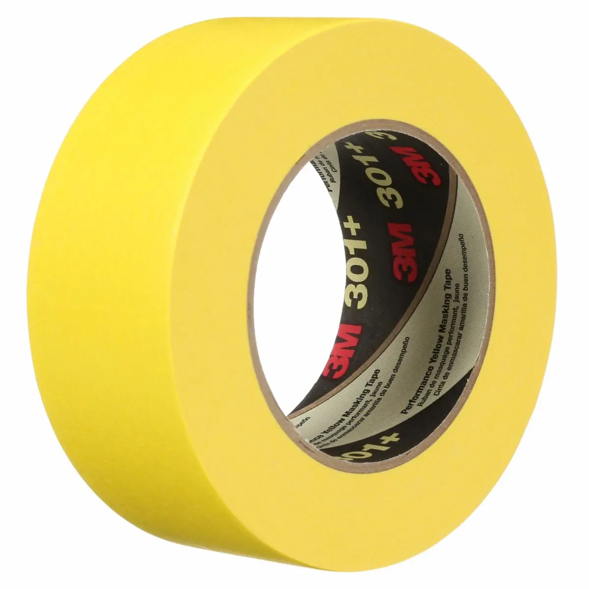 Cinta de Enmascarar Amarilla de Uso Industrial 3M 301+, 24 mm x 55 m, 6.3 mil, 36 por caja