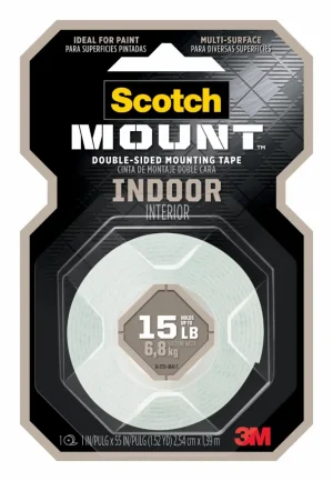Cinta de Montaje Doble Faz Scotch-Mount para Interiores, 2.54 cm x 1.39 m