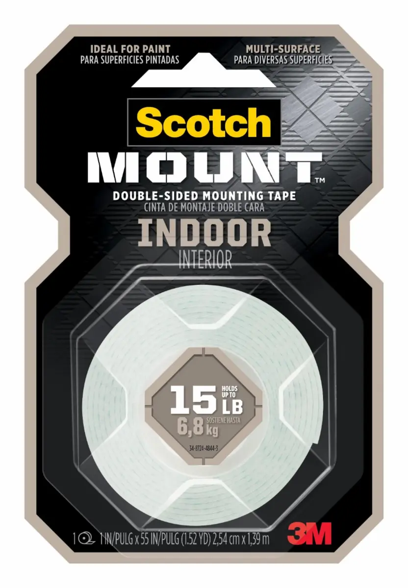 Cinta de Montaje Doble Faz Scotch-Mount para Interiores, 2.54 cm x 1.39 m