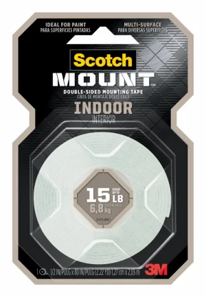Cinta de Montaje Doble Faz Scotch-Mount para Interiores, 1.27 cm x 2.03 m