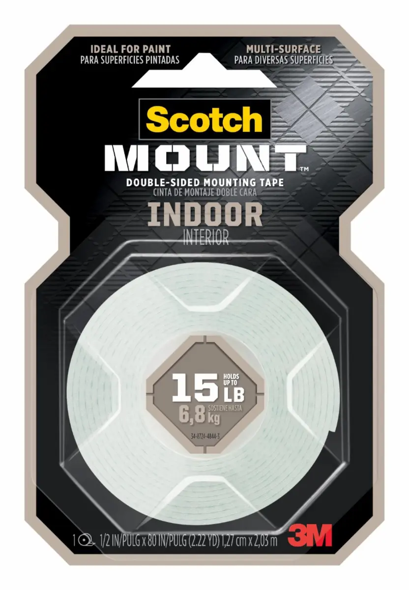 Cinta de Montaje Doble Faz Scotch-Mount para Interiores, 1.27 cm x 2.03 m