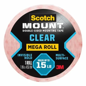 Cinta de Montaje Doble Faz Scotch-Mount Transparente, 2.54 cm x 11.4 m
