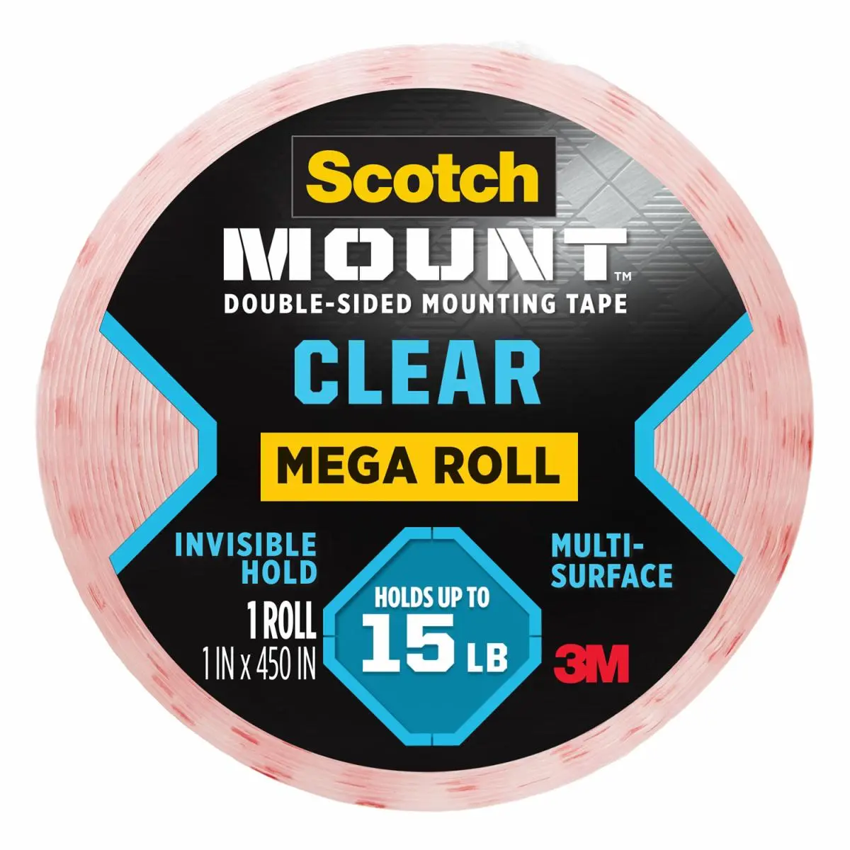 Cinta de Montaje Doble Faz Scotch-Mount Transparente, 2.54 cm x 11.4 m