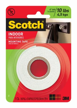 Cinta de Montaje Scotch para Interiores, 25,4 mm x 1,39 m