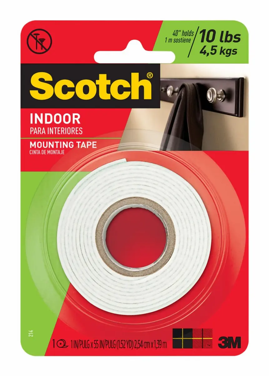 Cinta de Montaje Scotch para Interiores, 25,4 mm x 1,39 m