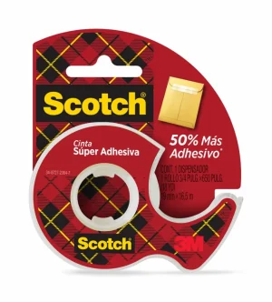 Cinta Scotch Súper Adhesiva en Dispensador, 19 mm x 16.5 m