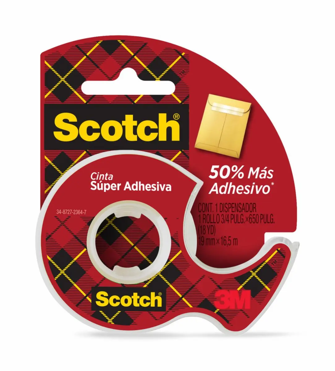 Cinta Scotch Súper Adhesiva en Dispensador, 19 mm x 16.5 m
