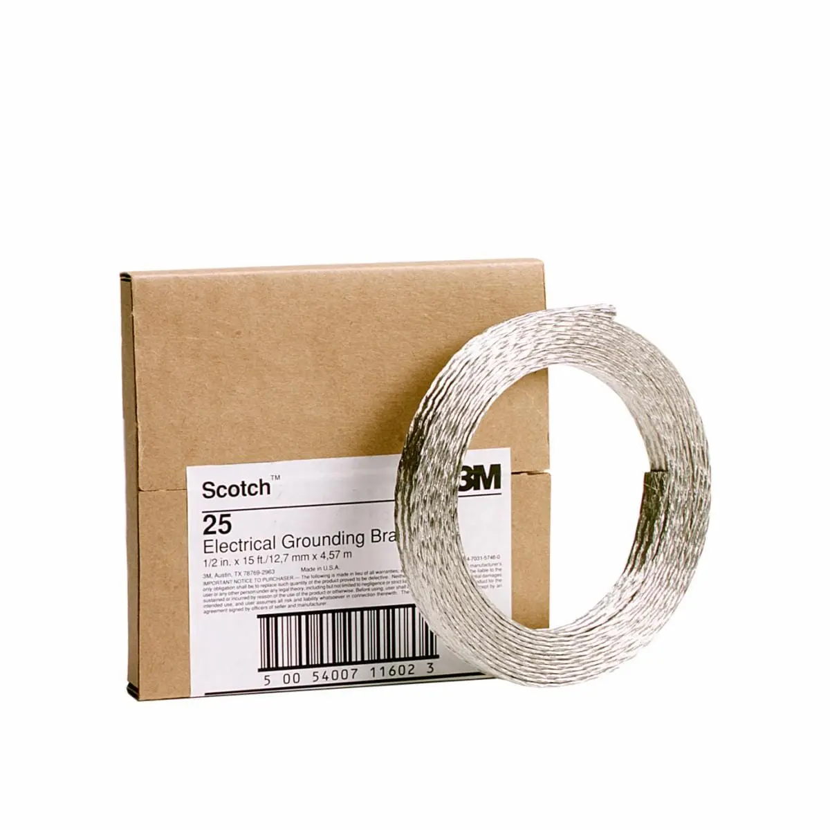 Cinta Trenzada para Conexión a Tierra 3M Scotch 25, 13 mm x 4.6 m