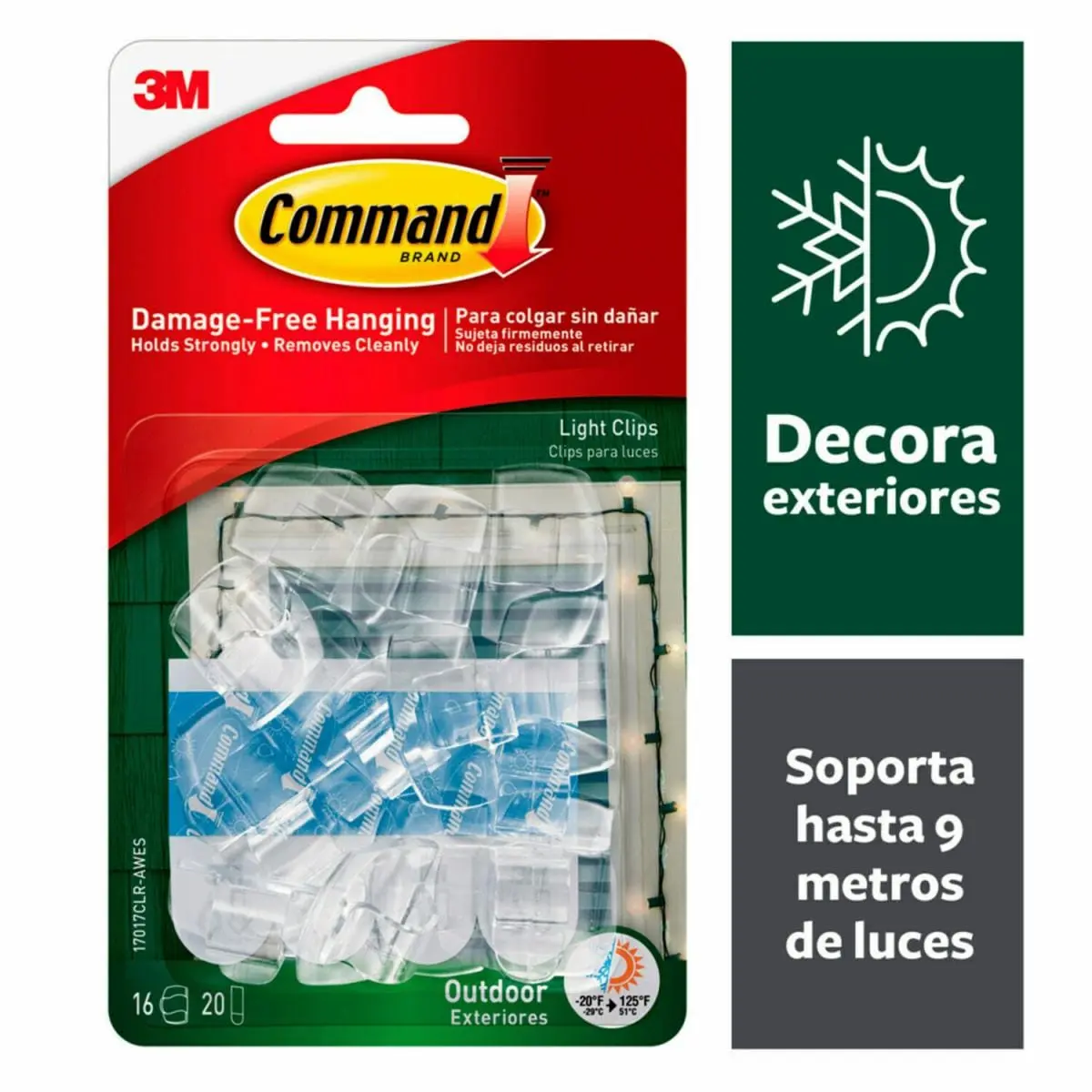 Clips para Luces en Exteriores Command, Pequeños, Transparentes