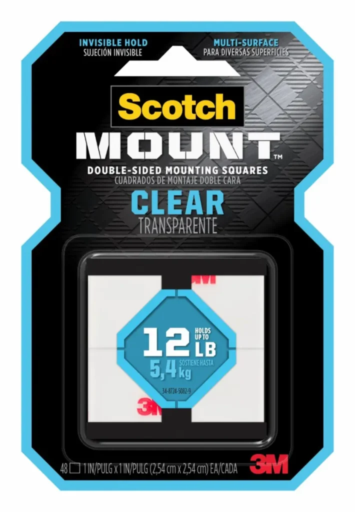 Cuadros de Montaje Doble Faz Scotch-Mount™ Transparentes, 2.54 cm x 2.54 cm, 48 Cuadrados
