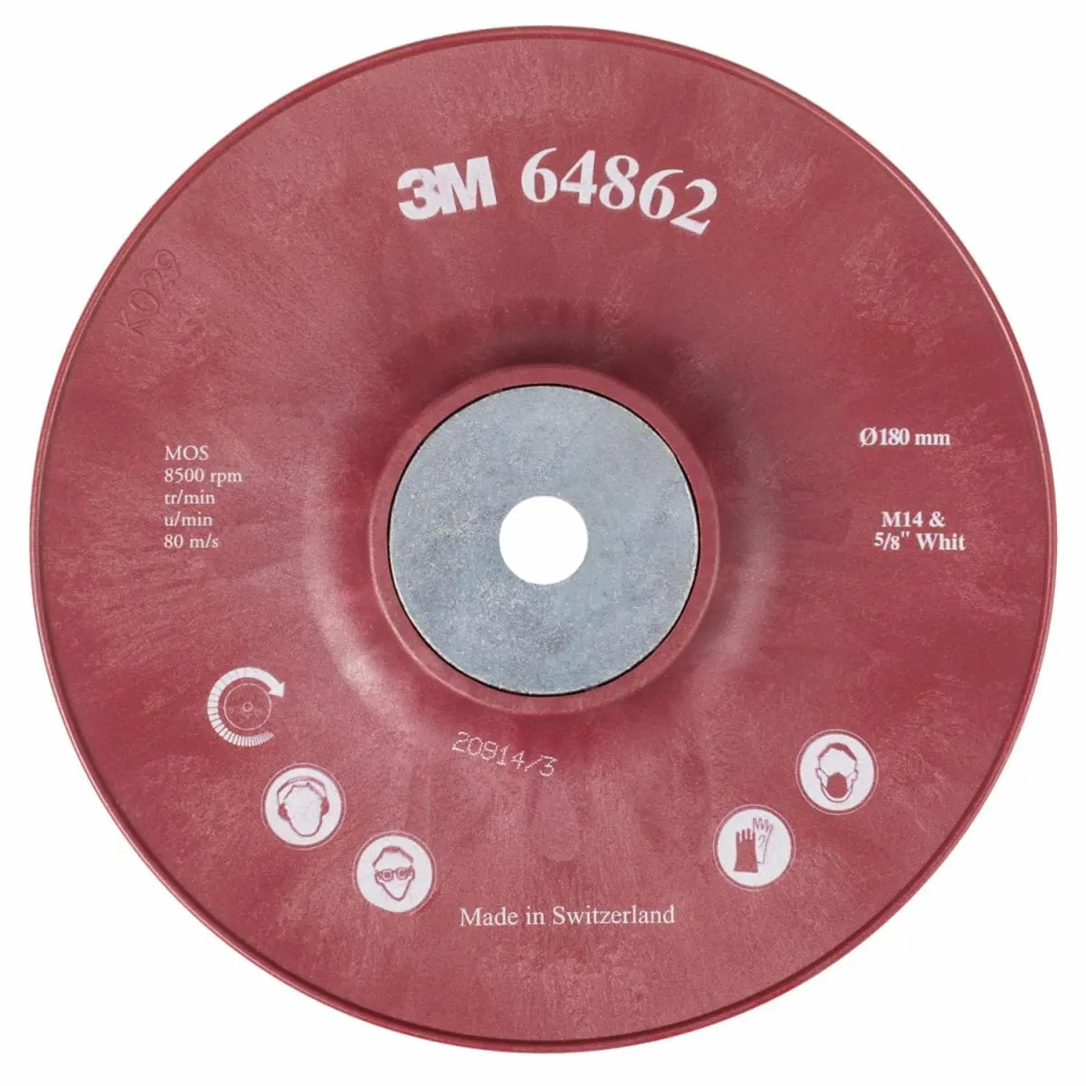 3M Disco Base para Discos de Fibra Extra Duro 64862, 7'' x 5/8-11 M14, 15 Discos/Caja