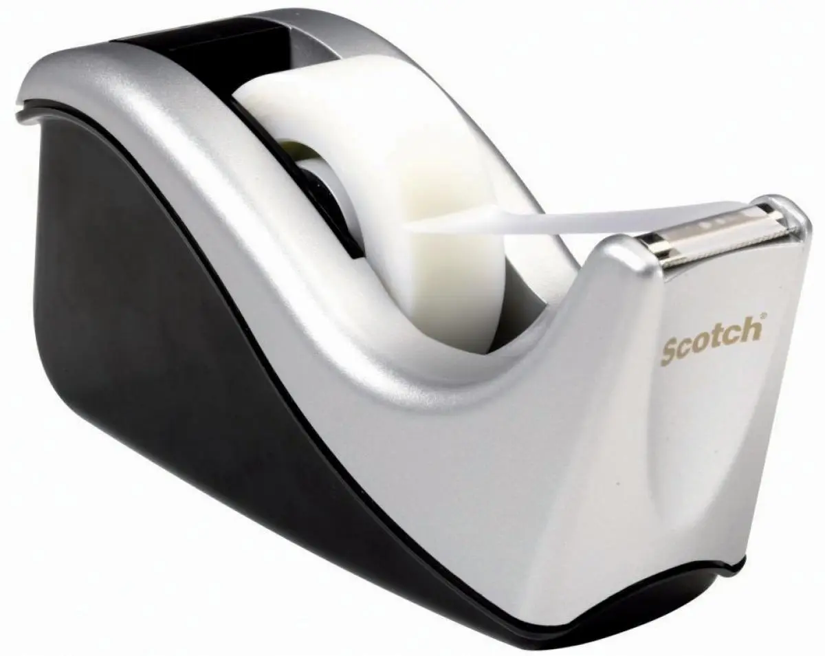 Dispensador de Cinta de Escritorio Scotch, C60-ST, Silvertech de Dos Tonos, 12/Caja