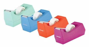 Dispensador Clásico de Cinta Scotch, 1 Dispensador, Colores Menta/Naranja/Violeta/Hibisco, 1 Rollo de 19 mm x 8.89 m