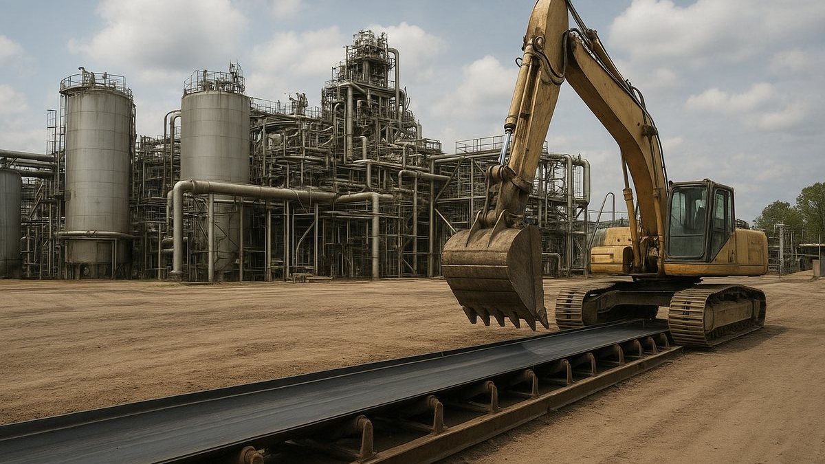 Imagen referencial generada mediante IA de una operación minera en Estados Unidos relacionada con refinería de níquel