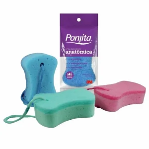 Esponja de Baño Anatómica Ponjita, Verde, 115 mm x 225 mm, 1 Unidad