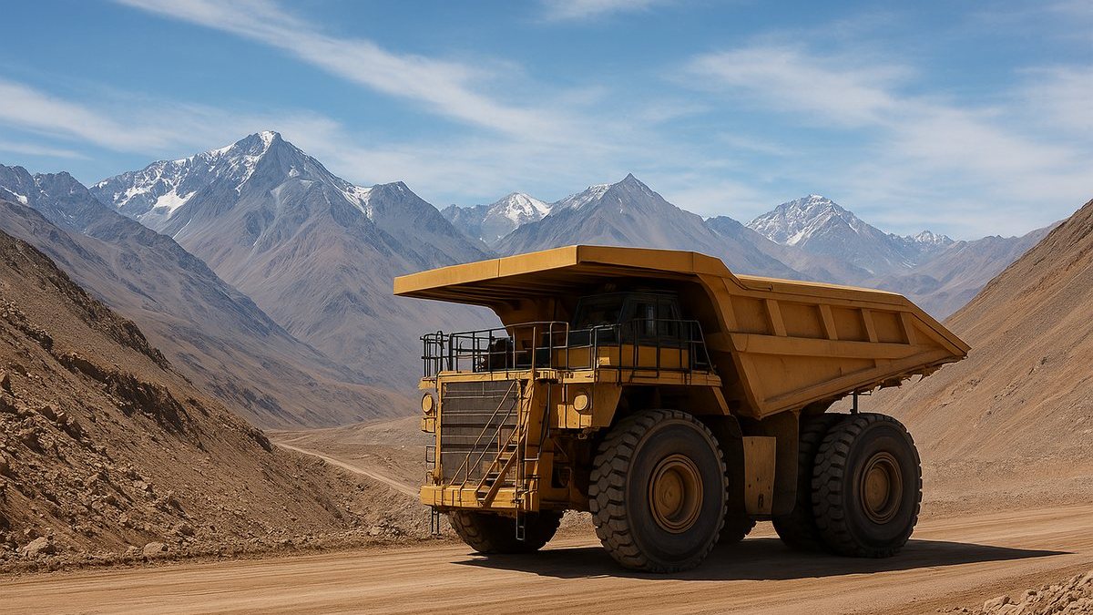 Imagen referencial generada mediante IA de una operación minera en Perú relacionada con camión Caterpillar número 1.000