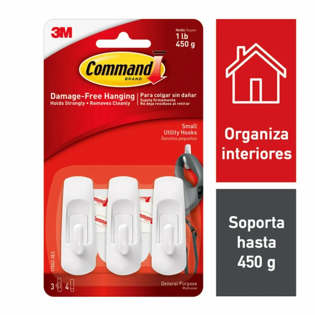 Gancho Adhesivo 3M™ Command® Uso General, Pequeño, Blanco, 3/Paquete