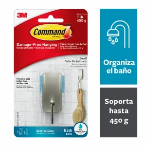 Gancho Command para Baño, Pequeño, Niquel Satinado